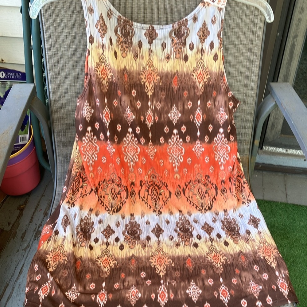 Monroe & Main Sleeveless Tunic - Brown and Cream